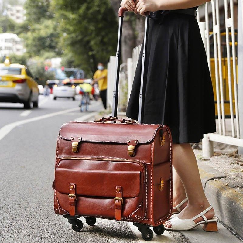 20 Tommer Baggage Vintage Læder Bære Kufferter