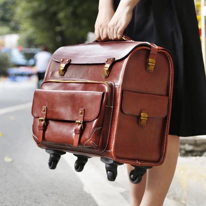 20 Tommer Baggage Vintage Læder Bære Kufferter