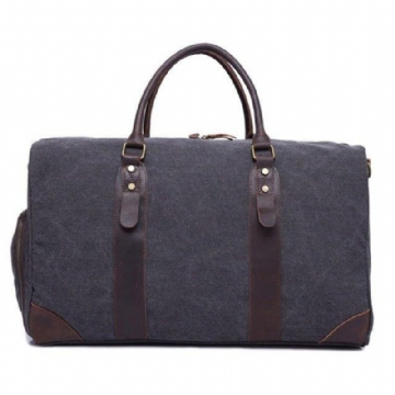 Canvas Duffel Læder Bæretaske Weekend Tote