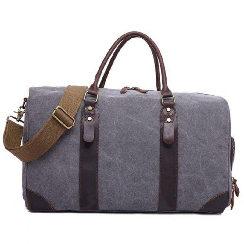 Canvas Duffel Læder Bæretaske Weekend Tote