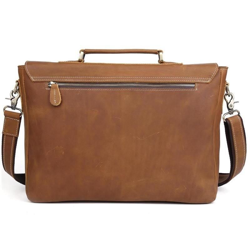 Crazy Horse Læder Messenger Bag Fit 16 Tommer Bærbar