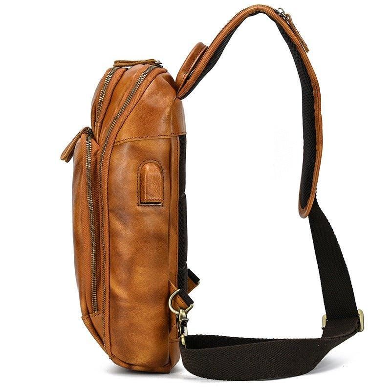 Cross Body Sling Bag I Okselæder Med Usb-port