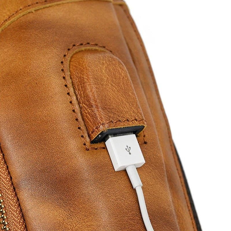 Cross Body Sling Bag I Okselæder Med Usb-port