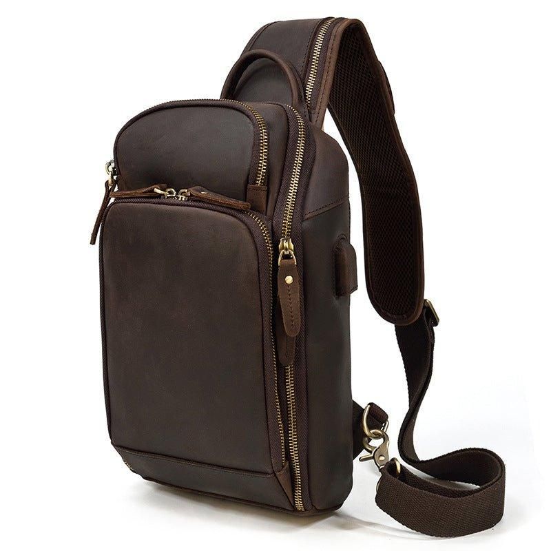 Cross Body Sling Bag I Okselæder Med Usb-port