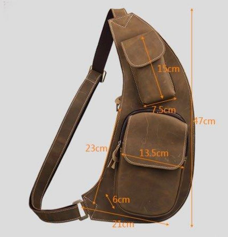 Crossbody Sling Bag Til Mænd Crazy Horse Læder