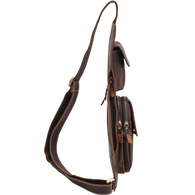 Crossbody Sling Bag Til Mænd Crazy Horse Læder