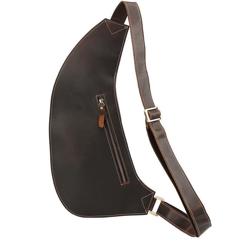 Crossbody Sling Bag Til Mænd Crazy Horse Læder