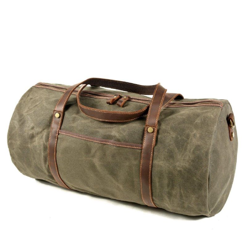 Heavy Duty Voksbehandlet Lærred Duffle Bag Carry-on Størrelse