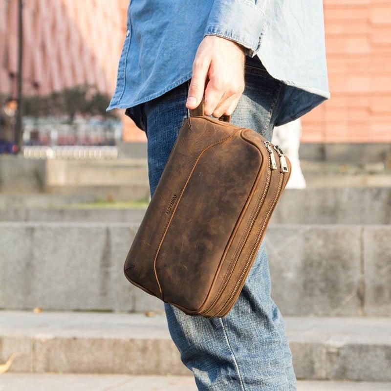 Herre Læder Dopp Kit Taske