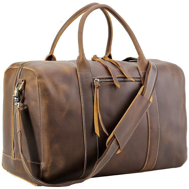 Herre Læder Duffel Bag Overnight Tote