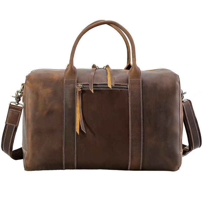 Herre Læder Duffel Bag Overnight Tote