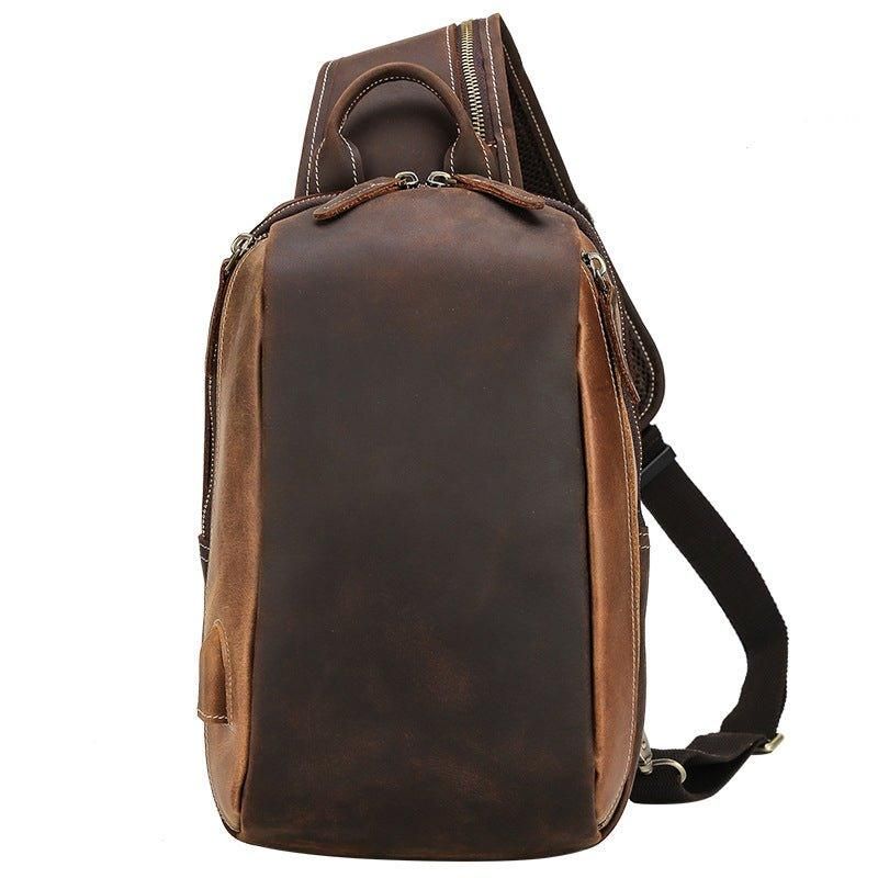 Herre Skulder Læder Crossbody Taske Brun