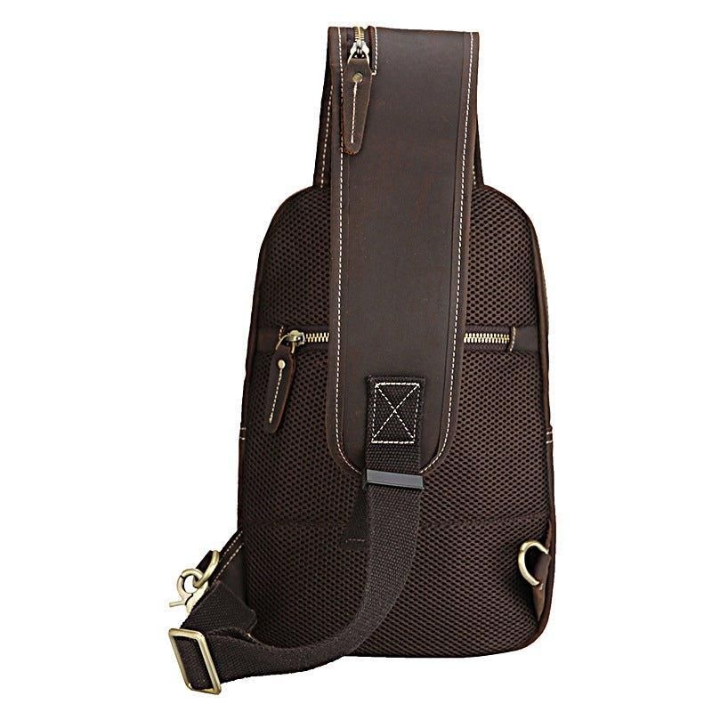 Herre Skulder Læder Crossbody Taske Brun