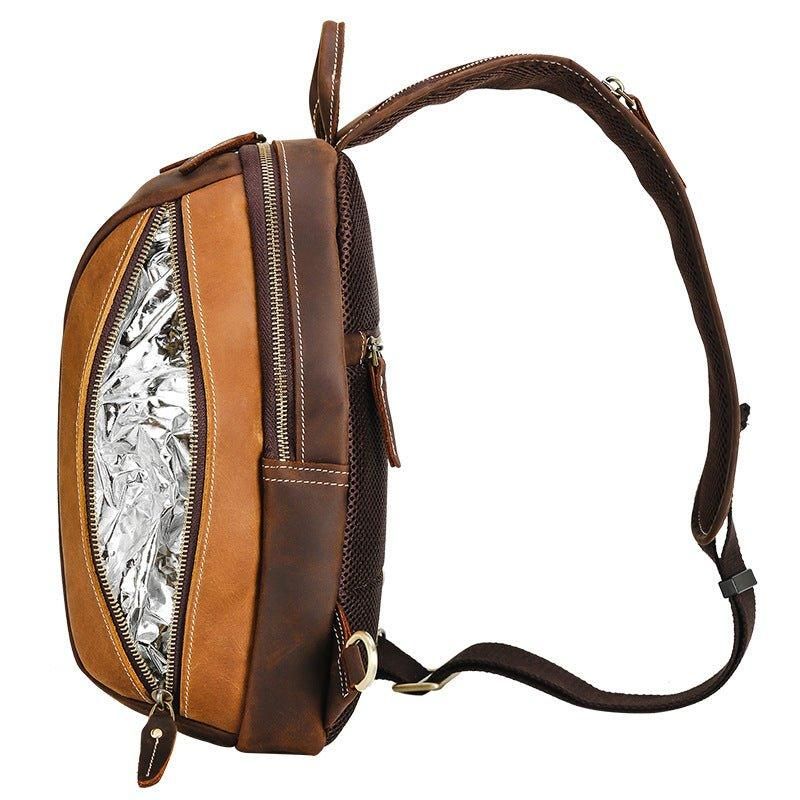 Herre Skulder Læder Crossbody Taske Brun