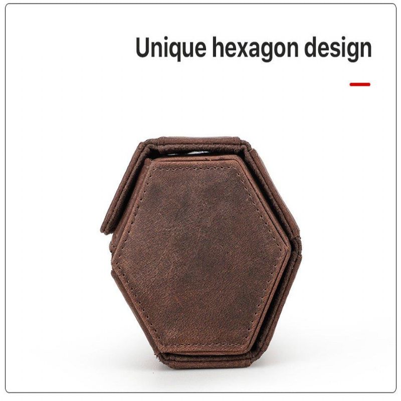 Læder Hexagon Watch Roll Case Til 3 Ure