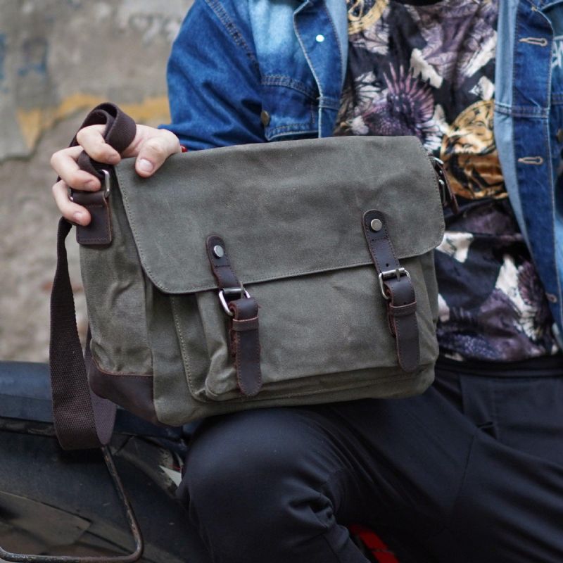 Lærred Messenger Bag Til Mænd Crossbody