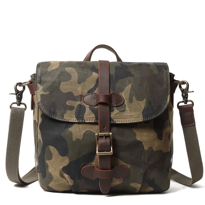 Lille Lærreds Military Messenger Bag Herre