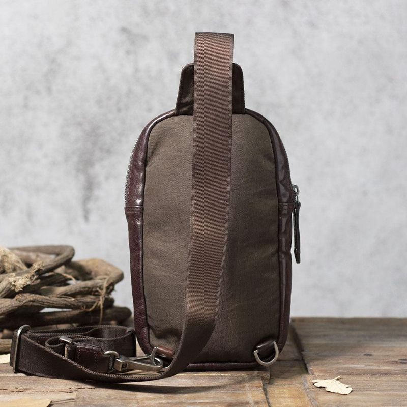 Mænds Cross Body Sling Bag Kohud Læder