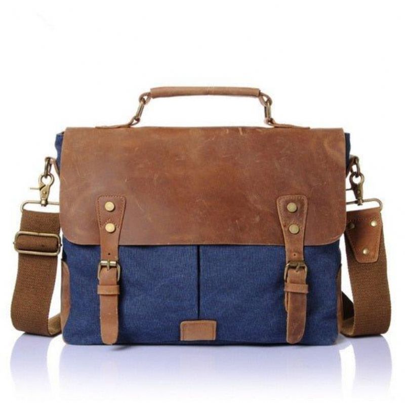 Messenger Bag Satchel Vintage Canvas Læder