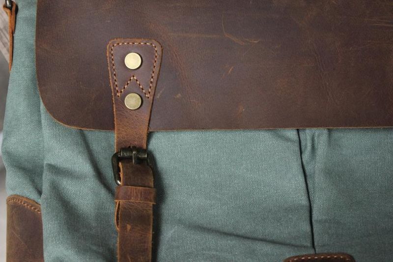 Messenger Bag Satchel Vintage Canvas Læder