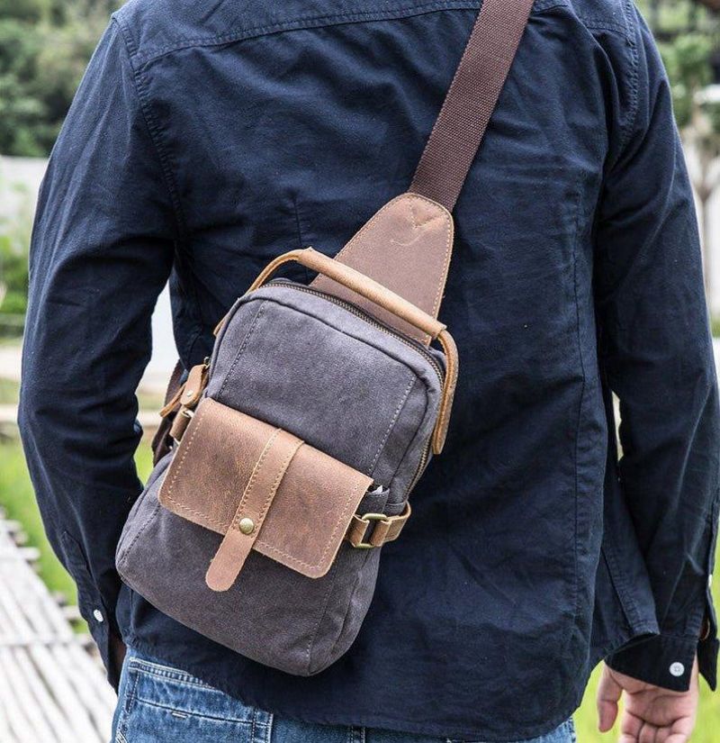 Outdoor Sling Bag Med Crazy Horse Læder