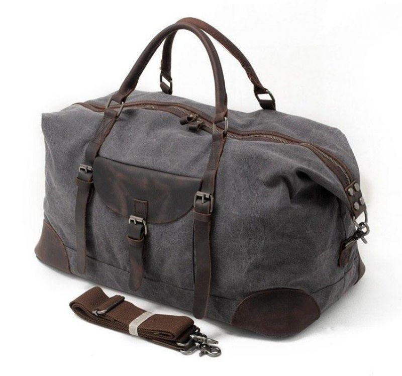 Oversized Travel Duffel Bag Canvas Læder