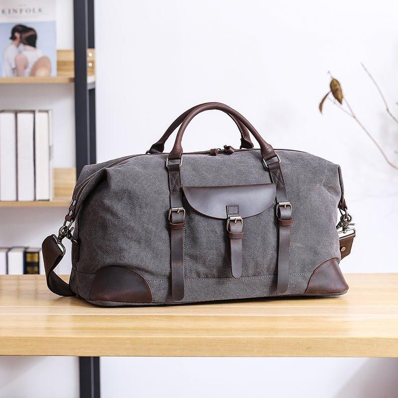 Oversized Travel Duffel Bag Canvas Læder