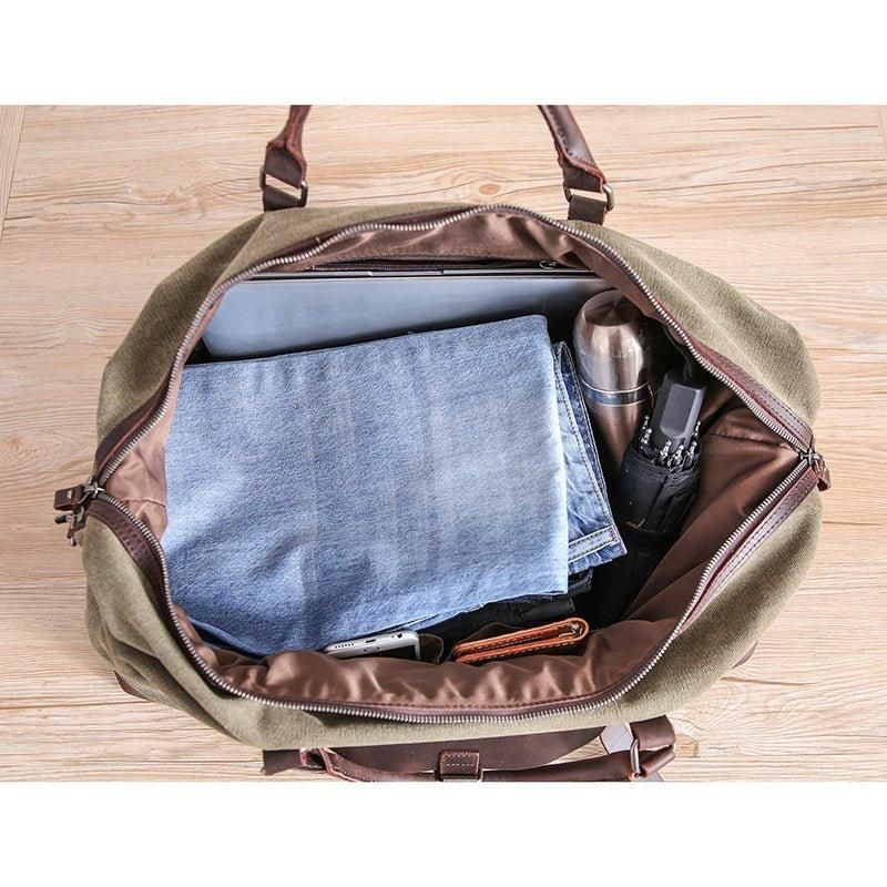 Oversized Travel Duffel Bag Canvas Læder