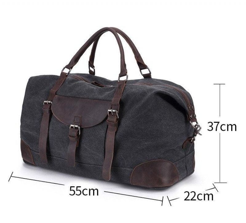 Oversized Travel Duffel Bag Canvas Læder