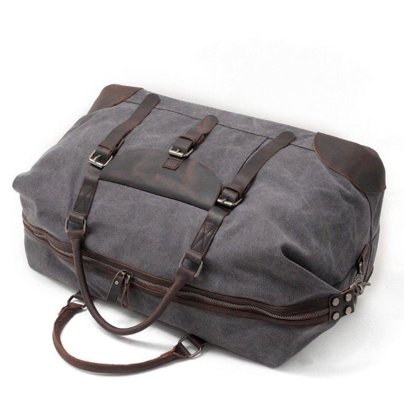 Oversized Travel Duffel Bag Canvas Læder