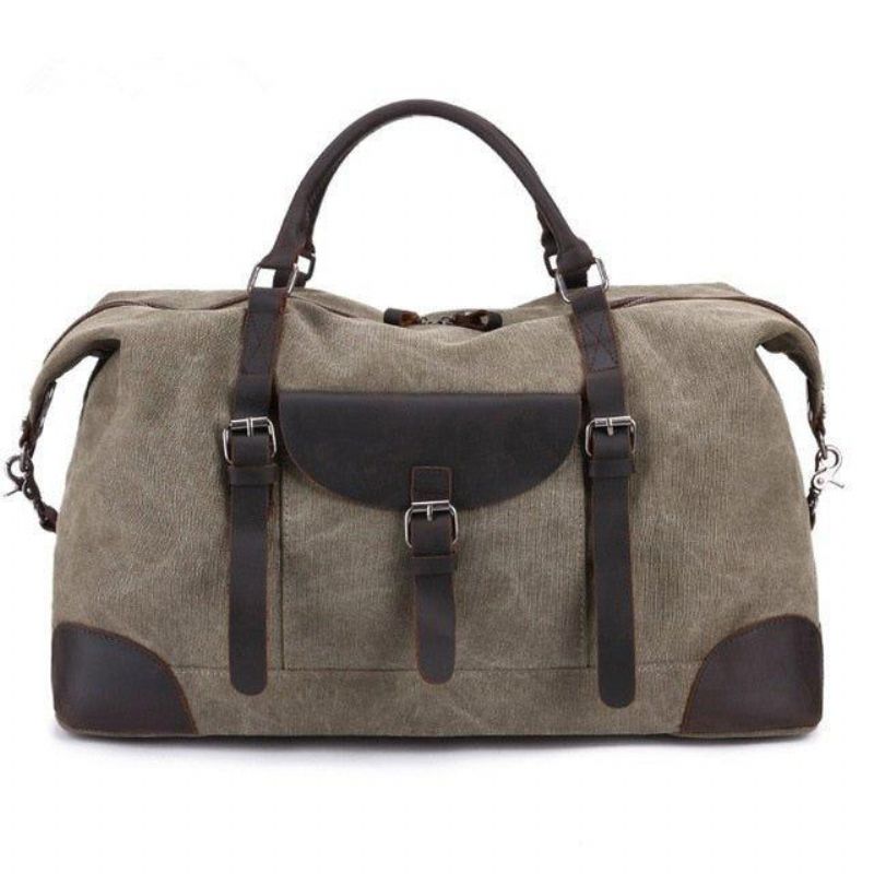 Oversized Travel Duffel Bag Canvas Læder