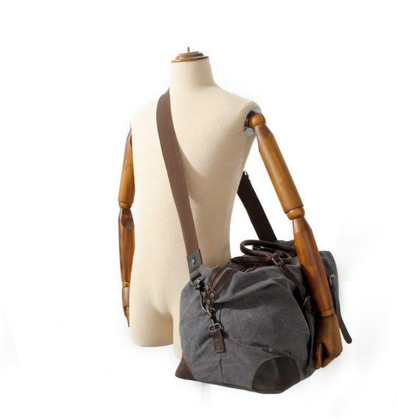 Oversized Travel Duffel Bag Canvas Læder