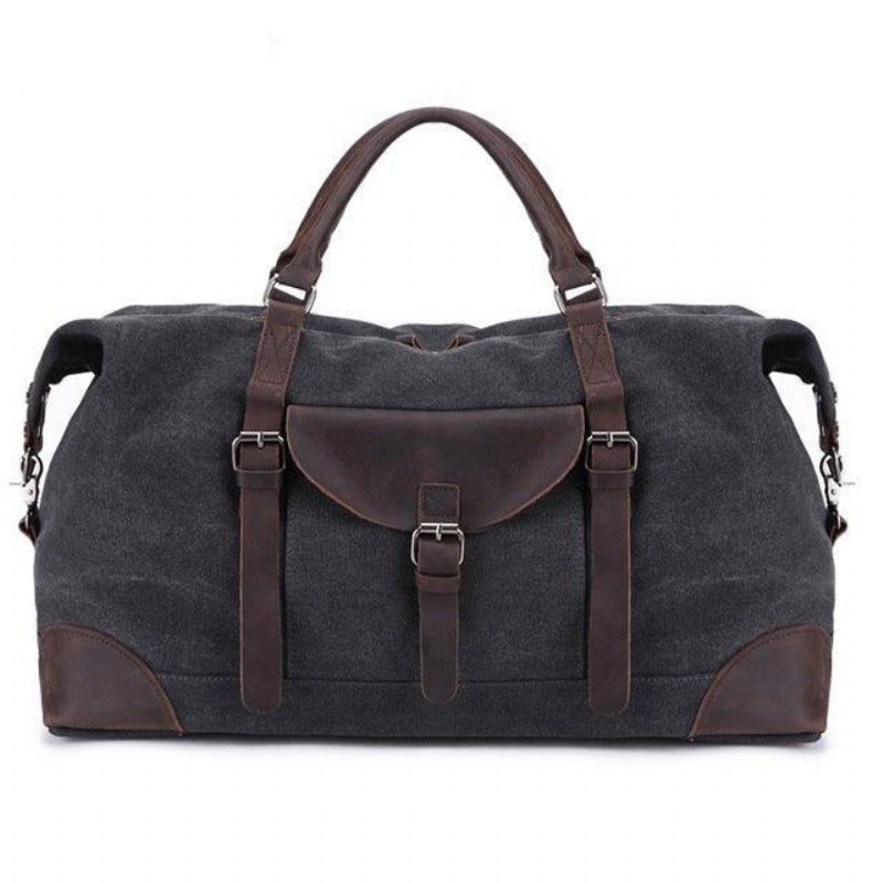 Oversized Travel Duffel Bag Canvas Læder