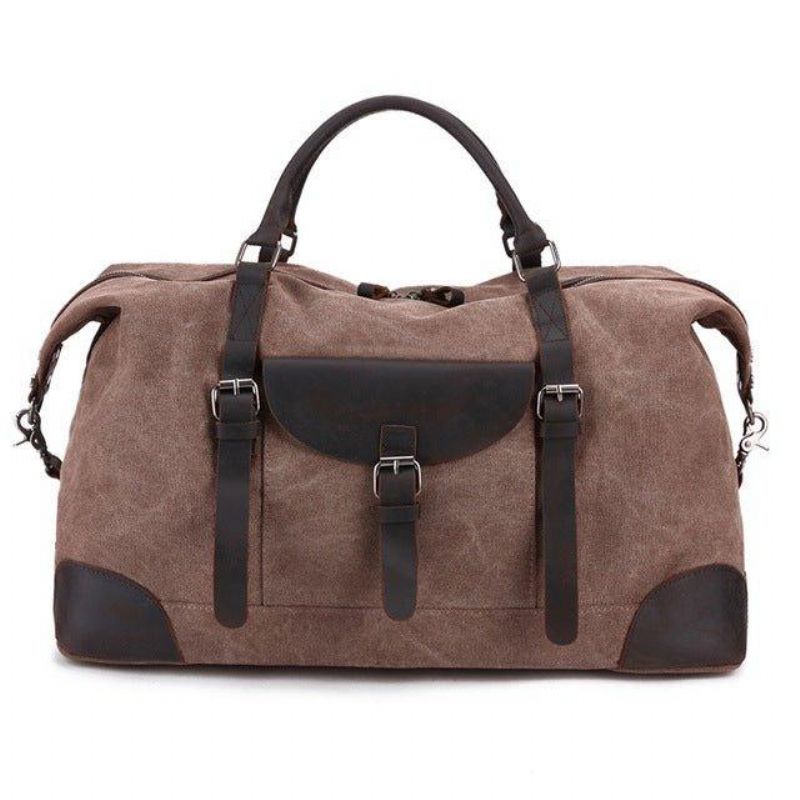 Oversized Travel Duffel Bag Canvas Læder