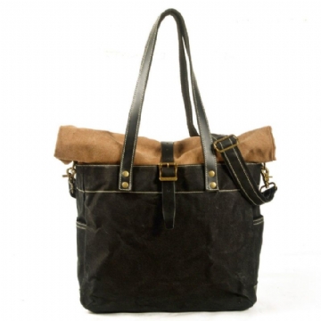 Roll Top Canvas Tote Med Rem Og Laptop-sleeve