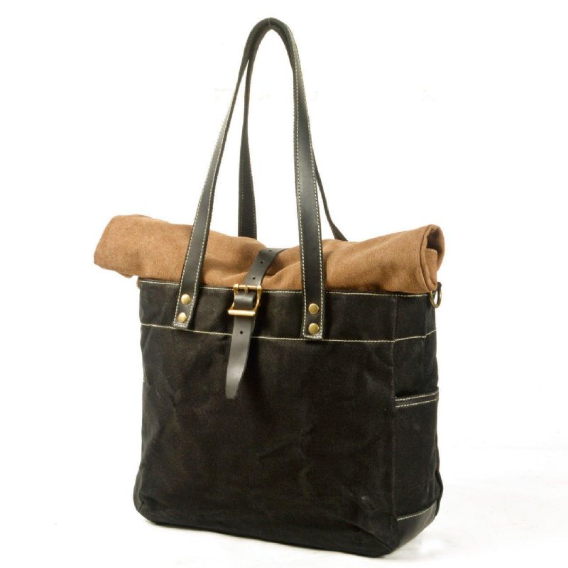 Roll Top Canvas Tote Med Rem Og Laptop-sleeve