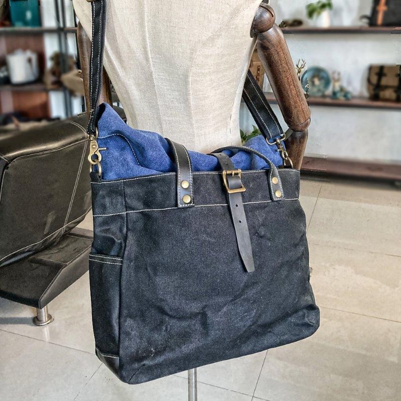 Roll Top Canvas Tote Med Rem Og Laptop-sleeve