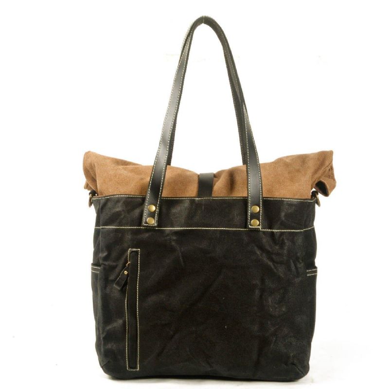 Roll Top Canvas Tote Med Rem Og Laptop-sleeve