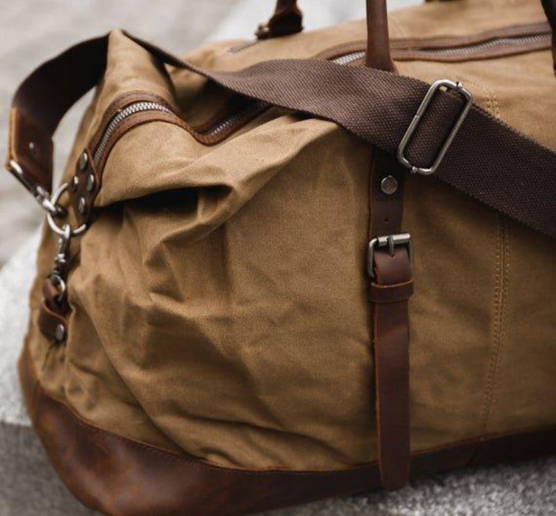 Stor Voksbehandlet Lærred Weekender Duffle Bag Rejse Herre