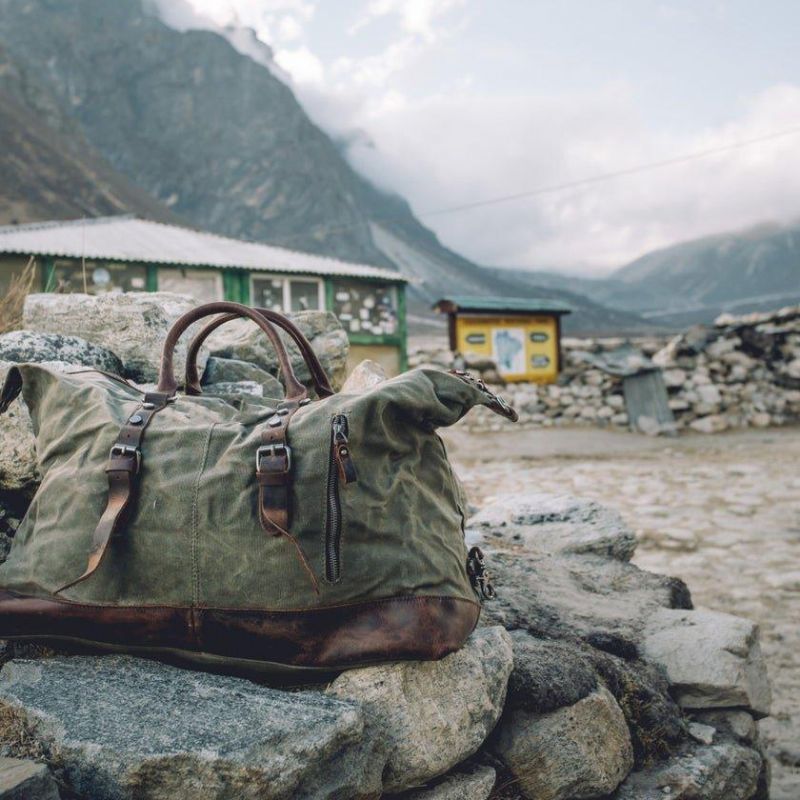 Stor Voksbehandlet Lærred Weekender Duffle Bag Rejse Herre