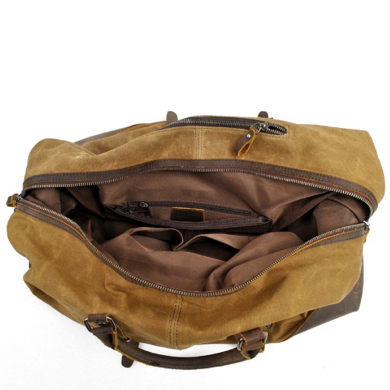 Stor Voksbehandlet Lærred Weekender Duffle Bag Rejse Herre