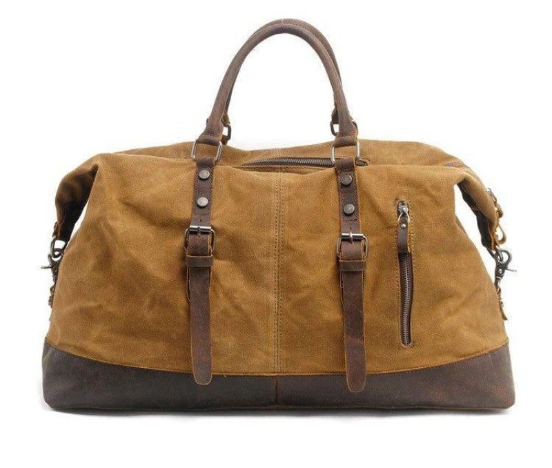 Stor Voksbehandlet Lærred Weekender Duffle Bag Rejse Herre