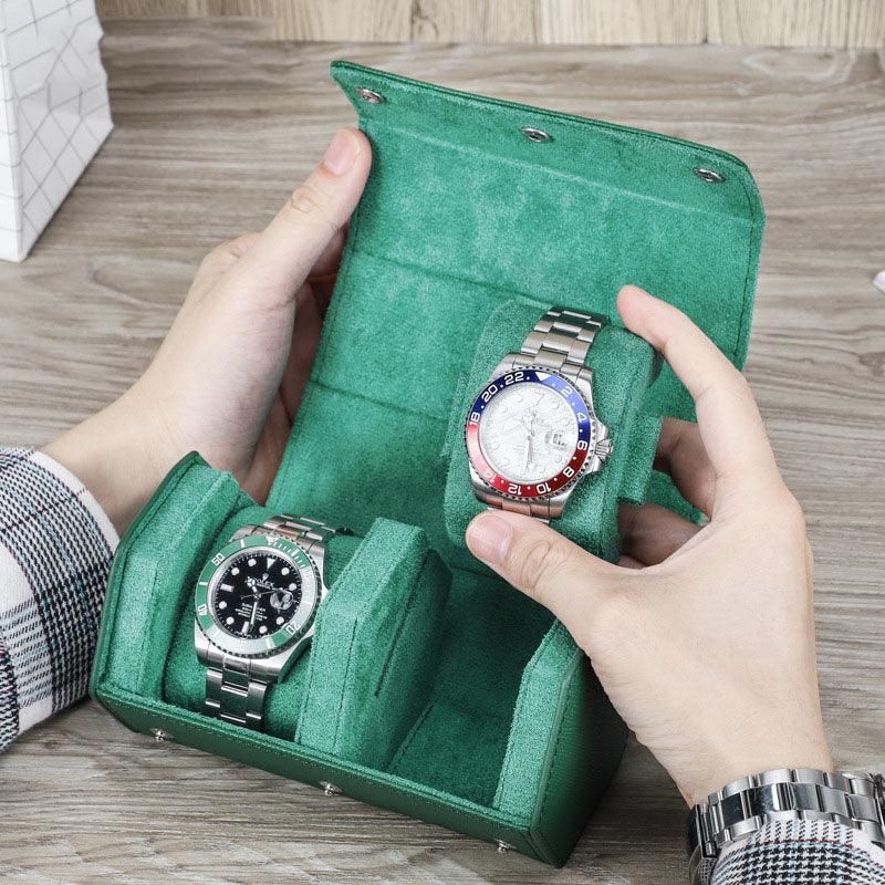 Trend Læder Hexagon Watch Roll Case Til 2