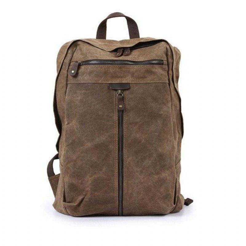 Vandtæt Vokset Kanvas Rygsæk Laptop Daypack