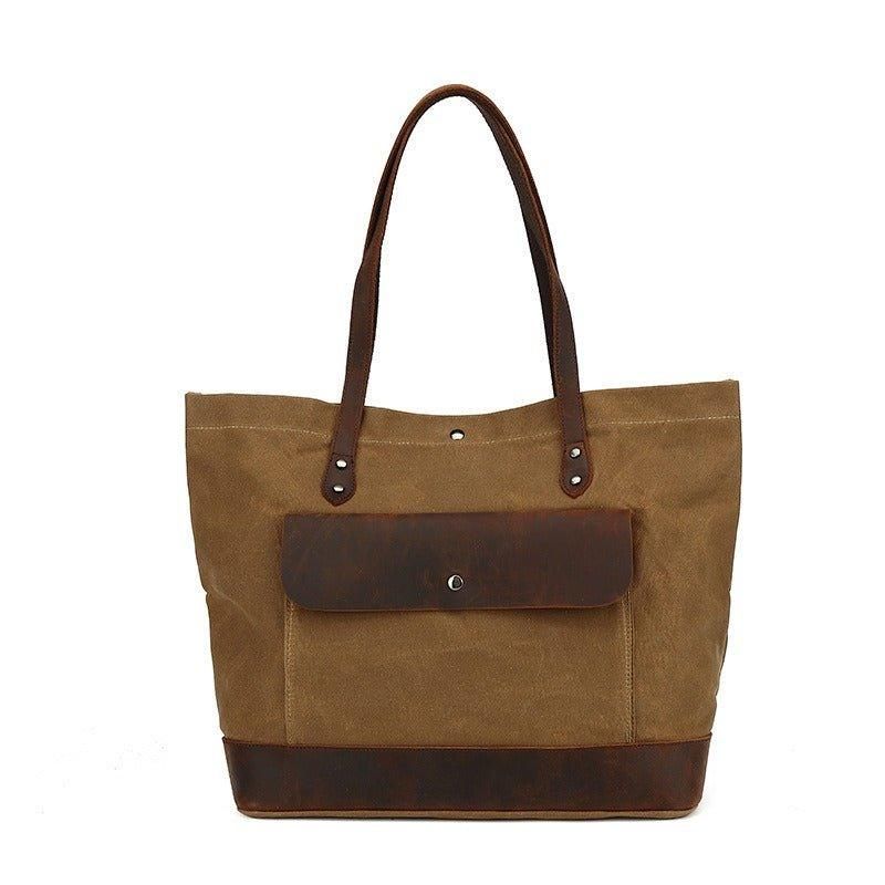 Vintage Canvas-tote-pung Med Lomme