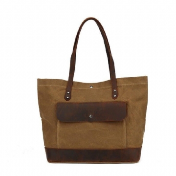 Vintage Canvas-tote-pung Med Lomme