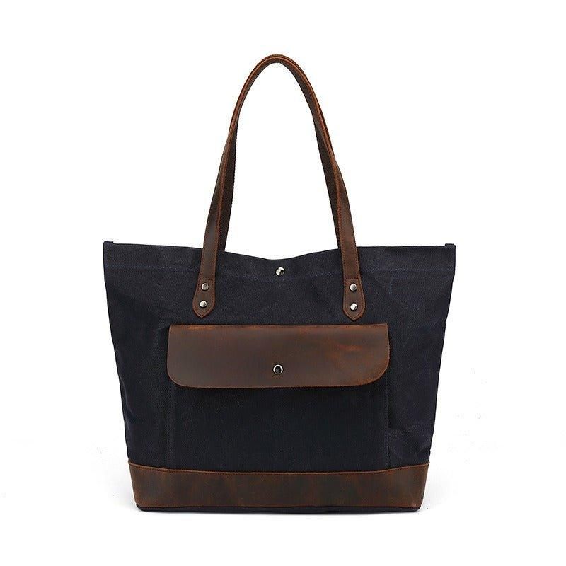 Vintage Canvas-tote-pung Med Lomme