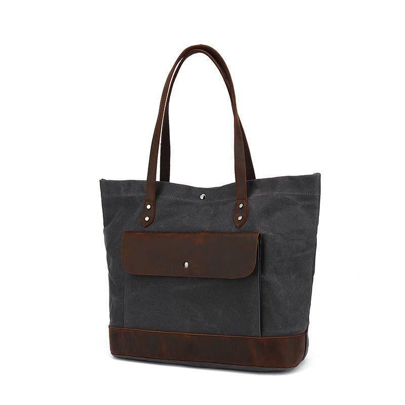 Vintage Canvas-tote-pung Med Lomme