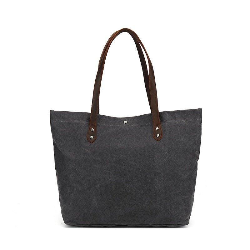 Vintage Canvas-tote-pung Med Lomme