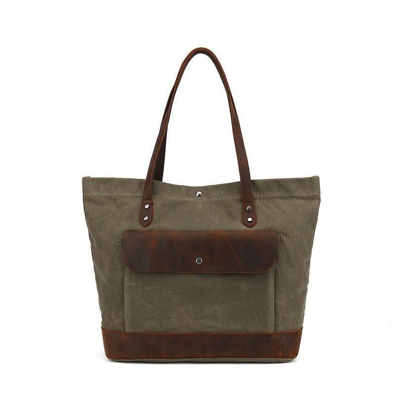 Vintage Canvas-tote-pung Med Lomme